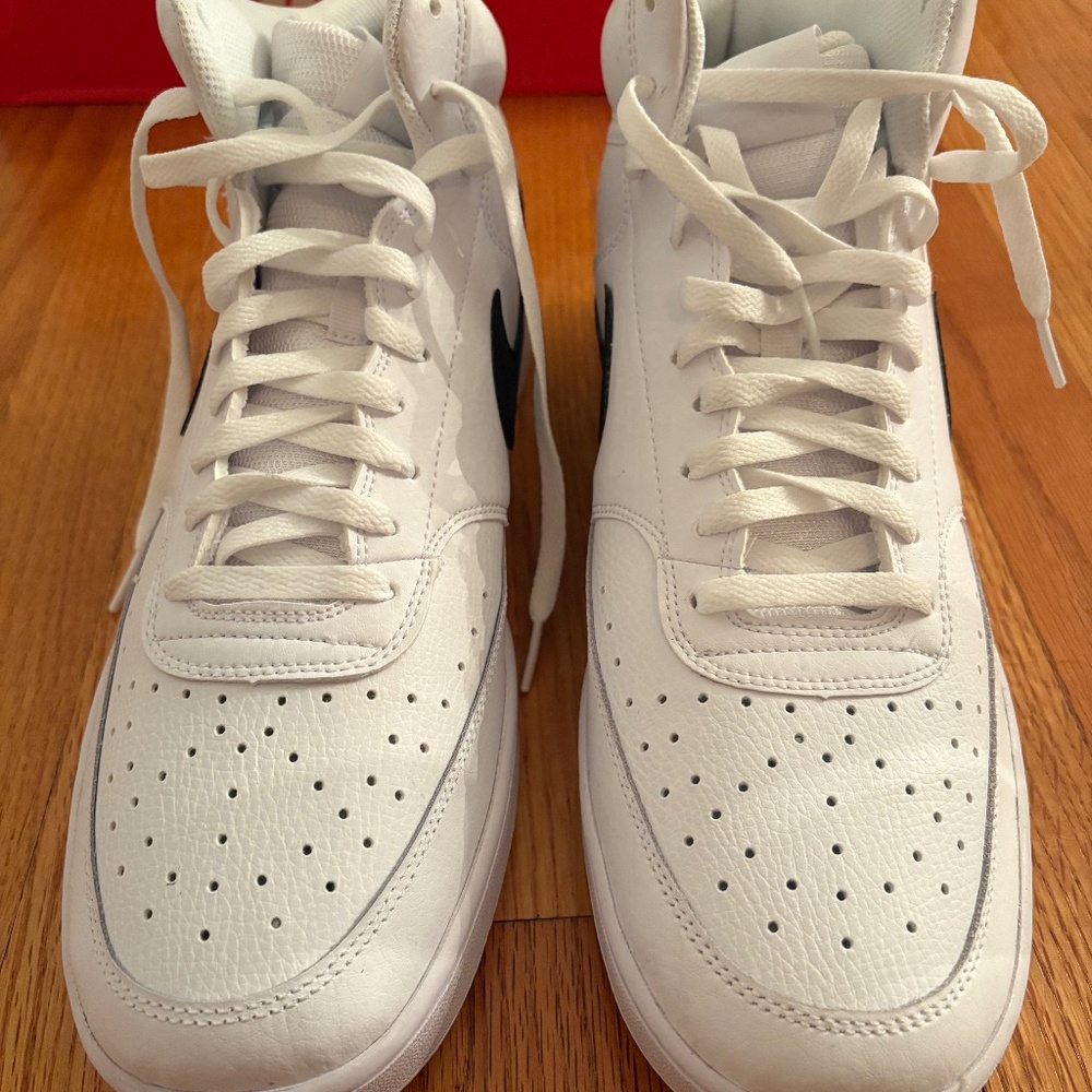 Nike Court Vision Mid White Black size 14 VGUC with box